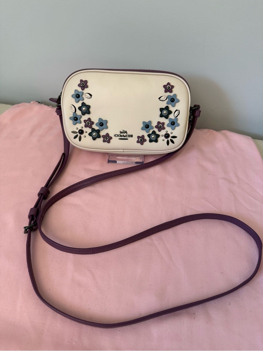 Coach Floral Appliqué Camera Double Zip Crossbody